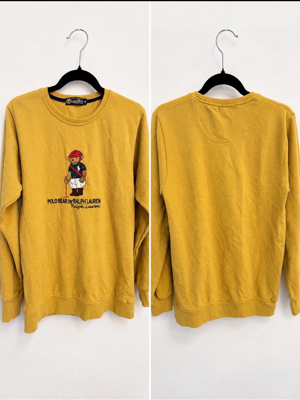 Vintage Polo Ralph Lauren Polo bear waffle mustard & Embroidered bear xtra large